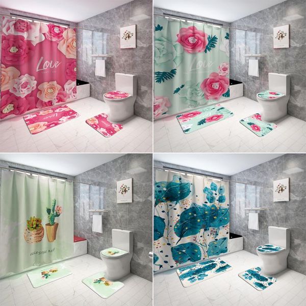 green leaf cactus flower pattern fabric shower curtain plant pedestal bath mats set toilet cover non-slip rug for bathroom decor curtains
green leaf cactus flower pattern fabric shower curtain plant pedestal bath mats set toilet cover non-slip rug for bathroom decor curtains