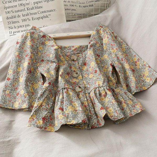 women's blouses & shirts 2021 chiffon women crop floral print summer vintage clothes korean chic female slim shirt, White
women's blouses & shirts 2021 chiffon women crop floral print summer vintage clothes korean chic female slim shirt, White