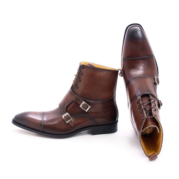 men ankle boots genuine leather high lace-up punk rock style mens motorcycle boots black brown double buckle monk shoes male, Red;white
men ankle boots genuine leather high lace-up punk rock style mens motorcycle boots black brown double buckle monk shoes male, Red;white