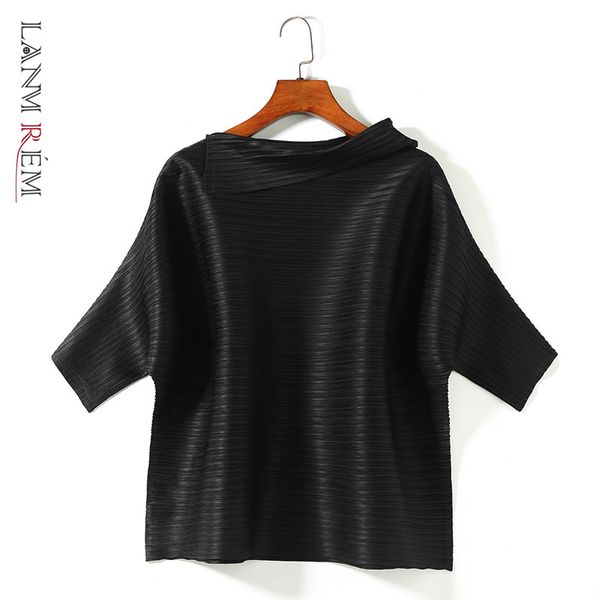 women big size blue pleated short t-shirt stand half sleeve fashion tide temperament summer arrivals 2e1587 210507, White
women big size blue pleated short t-shirt stand half sleeve fashion tide temperament summer arrivals 2e1587 210507, White