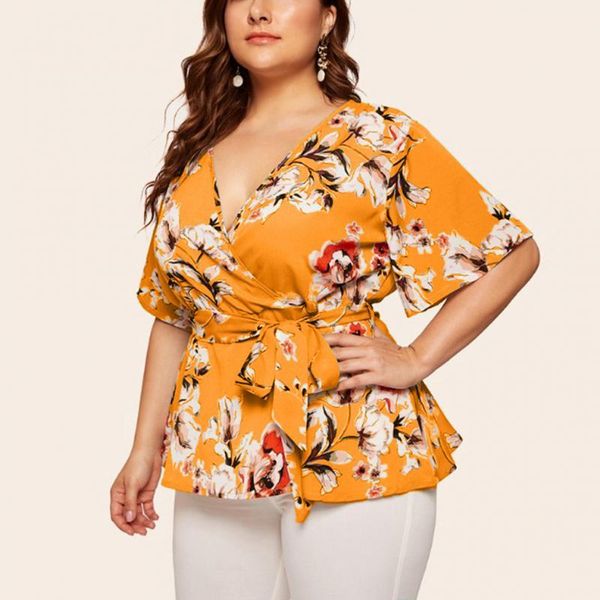 plus size t-shirt blouse for women fashion floral print v neck bow sashe short-sleeve ladies shirts female casual mujer, Black
plus size t-shirt blouse for women fashion floral print v neck bow sashe short-sleeve ladies shirts female casual mujer, Black