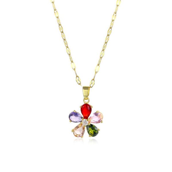 pendant necklaces jewelry zircon flower lovely color women's sweet clavicle titanium steel choker bridal for girls, Silver
pendant necklaces jewelry zircon flower lovely color women's sweet clavicle titanium steel choker bridal for girls, Silver