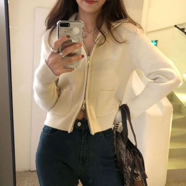 temperament drama main autumn design sense of short double zipper polo neck sweater 3-color, White;black
temperament drama main autumn design sense of short double zipper polo neck sweater 3-color, White;black