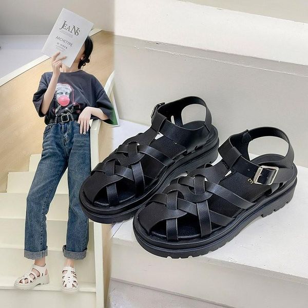 sandals 2021 thick bottom button band woven for women's summer fashion comfortable flat net red tide korean fa, Black
sandals 2021 thick bottom button band woven for women's summer fashion comfortable flat net red tide korean fa, Black