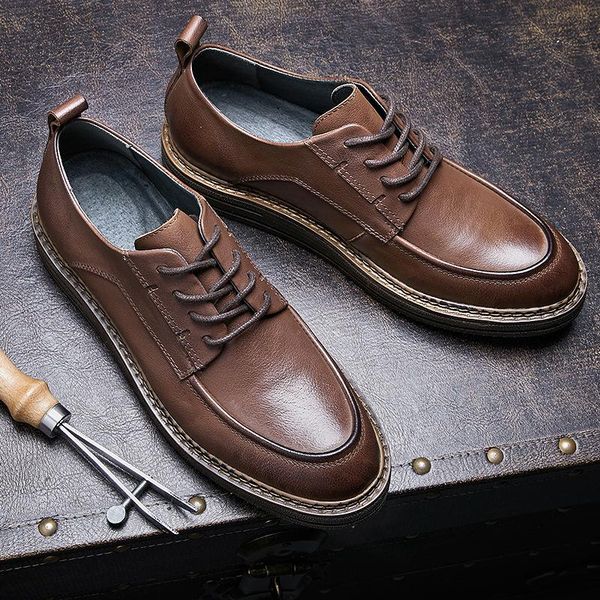 on behalf of men's brown business dress casual leather shoes soft soled british style 100 top, Black
on behalf of men's brown business dress casual leather shoes soft soled british style 100 top, Black