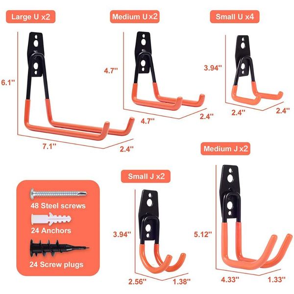 hooks & rails 12pcs garage storage wall mount steel hangers heavy duty utility double tool for organizing bulk items
hooks & rails 12pcs garage storage wall mount steel hangers heavy duty utility double tool for organizing bulk items