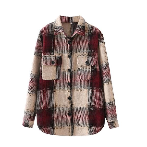 women's jackets yenkye vintage woolen plaid shirt jacket women lapel collar long sleeve casual autumn coat female double pockets chaque, Black;brown
women's jackets yenkye vintage woolen plaid shirt jacket women lapel collar long sleeve casual autumn coat female double pockets chaque, Black;brown