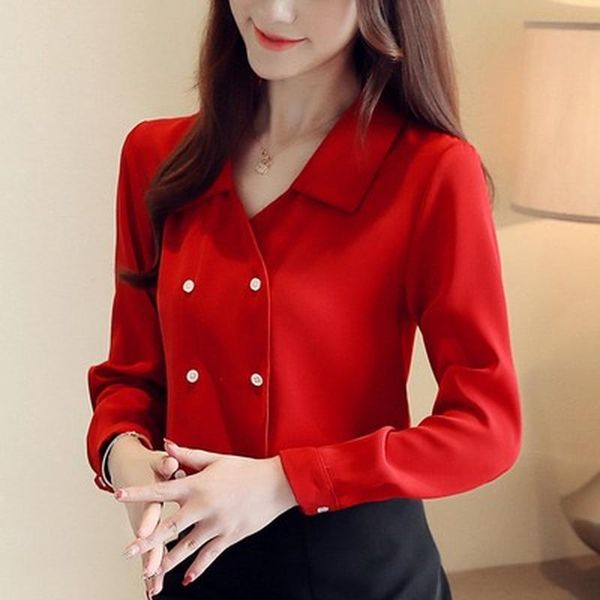 women's blouses & shirts blouse light-fitting v-neck chiffon shirt black retro hong kong taste design small double-breasted, White
women's blouses & shirts blouse light-fitting v-neck chiffon shirt black retro hong kong taste design small double-breasted, White