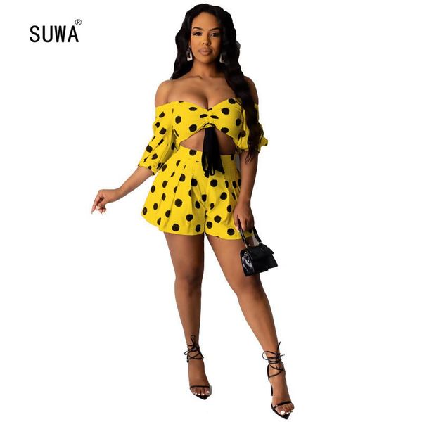 summer streetwear women dot print two piece set fashion femme slashneck shrot and high waist shorts tracksuit women's tracksuits, Gray
summer streetwear women dot print two piece set fashion femme slashneck shrot and high waist shorts tracksuit women's tracksuits, Gray