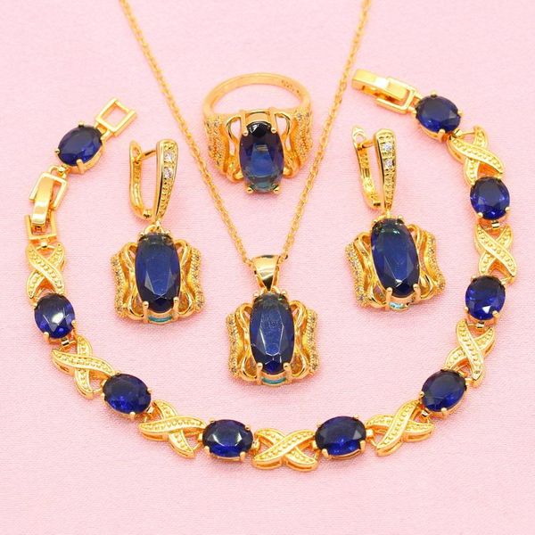 earrings & necklace 2021 blue white stones gold color jewelry sets for women earring pendant ring bracelet gift box, Silver
earrings & necklace 2021 blue white stones gold color jewelry sets for women earring pendant ring bracelet gift box, Silver