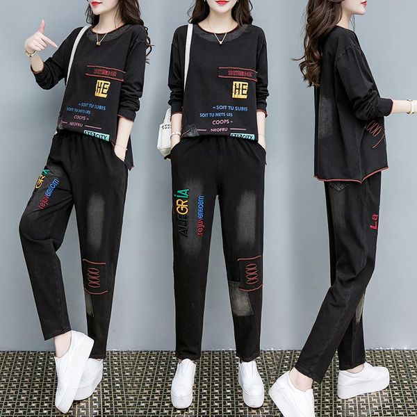 women's tracksuits 2021 spring fashion plus size loose letters embroidered +pants suits female vintage large two-piece sets, Gray
women's tracksuits 2021 spring fashion plus size loose letters embroidered +pants suits female vintage large two-piece sets, Gray