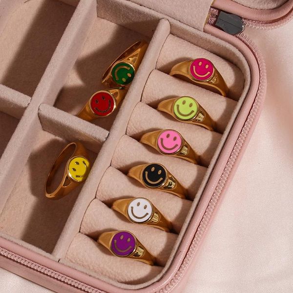 cluster rings trendy cute colorful simle face tarnish hypoallergenic stainless steel gold plated ring for women girls party jewelry, Golden;silver
cluster rings trendy cute colorful simle face tarnish hypoallergenic stainless steel gold plated ring for women girls party jewelry, Golden;silver