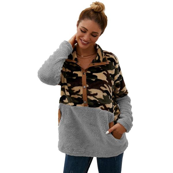 patchwork casual loose winter faux fur turndown collar sport fluffy female pamouflage print pocket women double velvet women's blouses, White
patchwork casual loose winter faux fur turndown collar sport fluffy female pamouflage print pocket women double velvet women's blouses, White