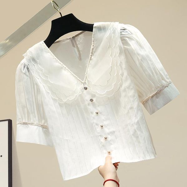 chiffon shirt female vintage port taste outer wear blouse 2021 summer womens v-neck short sleeve ladies blusas women's blouses & shirt, White
chiffon shirt female vintage port taste outer wear blouse 2021 summer womens v-neck short sleeve ladies blusas women's blouses & shirt, White