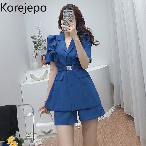 women's tracksuits korejepo women 2 piece set 2021 summer temperament fashion suit female ruffled shirt high waist wide leg pants short, Gray
women's tracksuits korejepo women 2 piece set 2021 summer temperament fashion suit female ruffled shirt high waist wide leg pants short, Gray