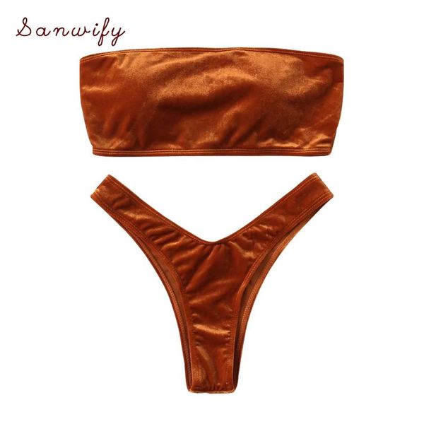 women's swimwear velvet bikini women strapless sets low waist swimsuit high leg thong biquini bathing suit, White;black
women's swimwear velvet bikini women strapless sets low waist swimsuit high leg thong biquini bathing suit, White;black