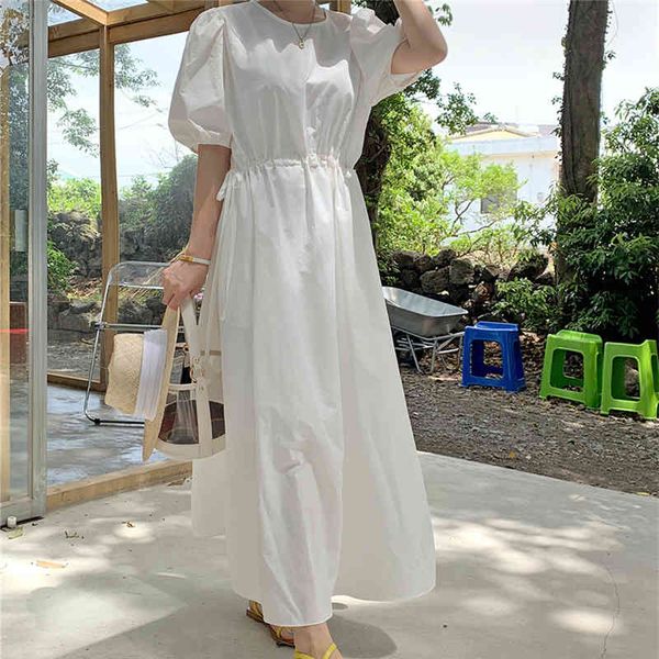 spring sweet ladies dress solid color o-neck puff sleeve casual loose high waist mid-calf white robe qb186 210510, Black;gray
spring sweet ladies dress solid color o-neck puff sleeve casual loose high waist mid-calf white robe qb186 210510, Black;gray