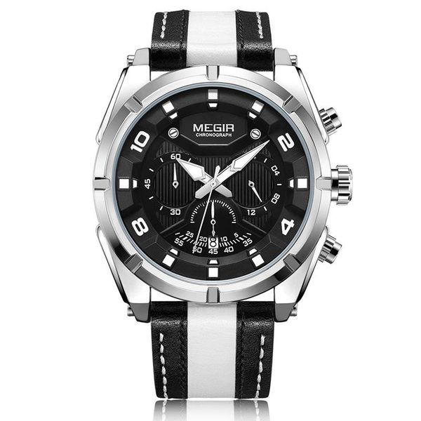 wristwatches megir 2076 fashion men's chronograph quartz watches leather strap luminous hands clock luxury business mens, Slivery;brown
wristwatches megir 2076 fashion men's chronograph quartz watches leather strap luminous hands clock luxury business mens, Slivery;brown