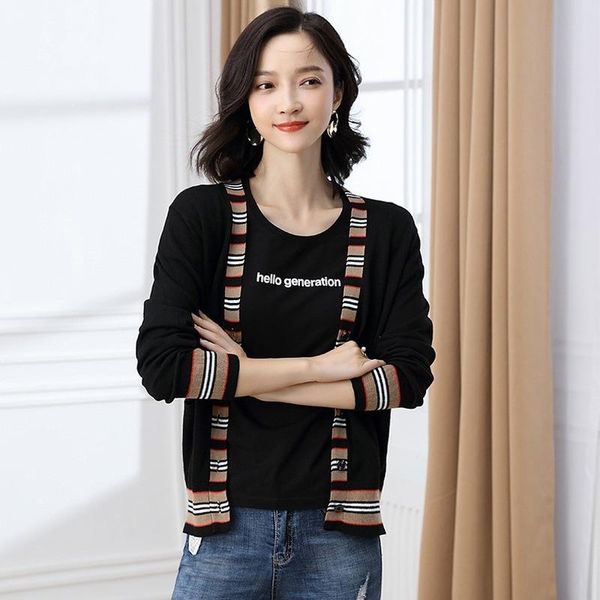 women's sweaters jacket striped v-neck knitted sweater short section 2021 korean version of the pullover bottoming shirt women, White;black
women's sweaters jacket striped v-neck knitted sweater short section 2021 korean version of the pullover bottoming shirt women, White;black