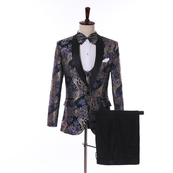 men's suits & blazers 3pc purple patterned suit set wedding bridegroom man jacket pant vest slim fit men business high-quality real pic, White;black
men's suits & blazers 3pc purple patterned suit set wedding bridegroom man jacket pant vest slim fit men business high-quality real pic, White;black