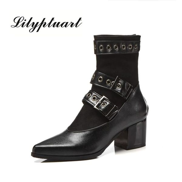 boots british punk style rivet booties pointed buckle motorcycle thick with high heel after zipper ankle for women, Black
boots british punk style rivet booties pointed buckle motorcycle thick with high heel after zipper ankle for women, Black