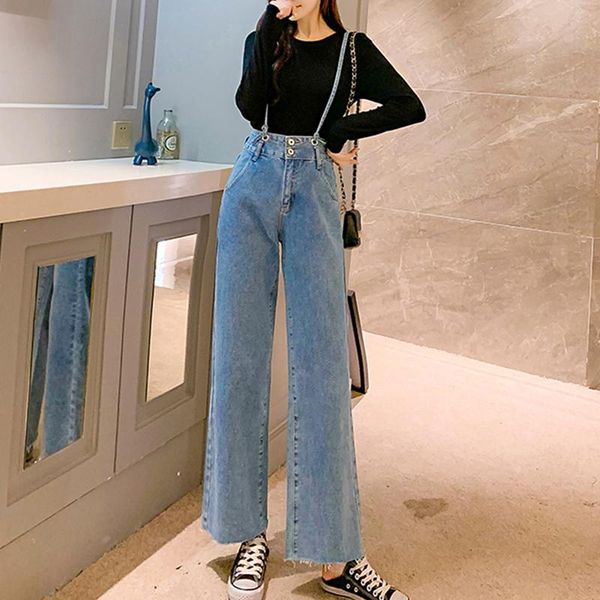 women's jeans vintage fray hem suspender high waist wide leg straight loose for women s l xl, Blue
women's jeans vintage fray hem suspender high waist wide leg straight loose for women s l xl, Blue