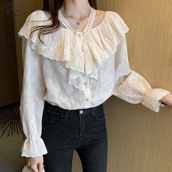 women's blouses & shirts elegant puff long sleeve women hollow out ruffle stitching apricot blouse loose v neck clothing blusas 15776, White
women's blouses & shirts elegant puff long sleeve women hollow out ruffle stitching apricot blouse loose v neck clothing blusas 15776, White
