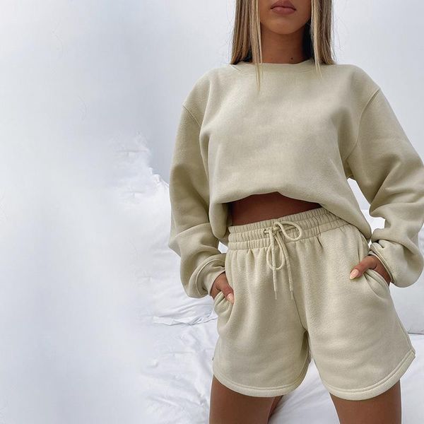 women's tracksuits autumn winter casual fashion solid color simple hedging elastic waist shorts sport suit loose sweater two-piece, Gray
women's tracksuits autumn winter casual fashion solid color simple hedging elastic waist shorts sport suit loose sweater two-piece, Gray