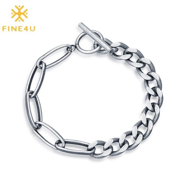 link, chain fine4u b546 stainless steel ot buckle cuban link bracelets for women girls minimalist jewelry, Black
link, chain fine4u b546 stainless steel ot buckle cuban link bracelets for women girls minimalist jewelry, Black