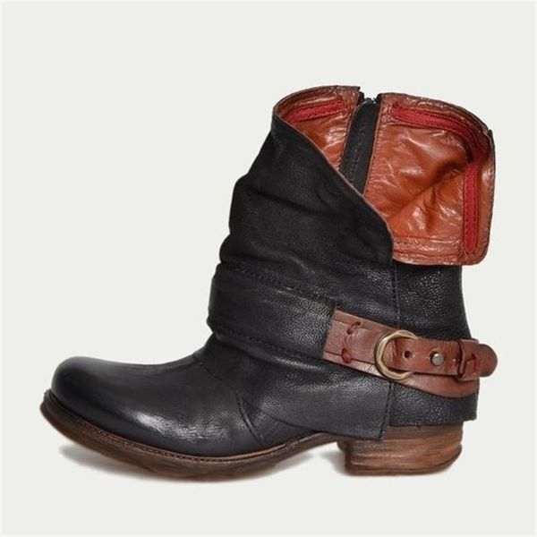 autumn and winter women's boots square heel low short women belt buckle side zipper retro, Black
autumn and winter women's boots square heel low short women belt buckle side zipper retro, Black