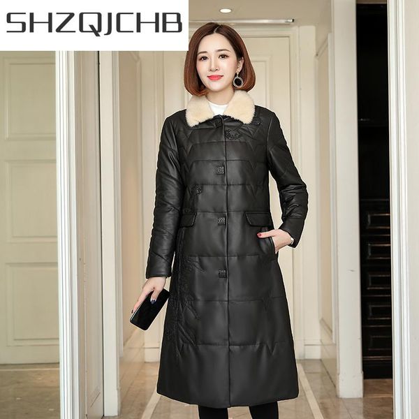 women's leather & faux shzq 100% real sheepskin coat female winter natural duck down jacket women genuine coats 197291, Black
women's leather & faux shzq 100% real sheepskin coat female winter natural duck down jacket women genuine coats 197291, Black