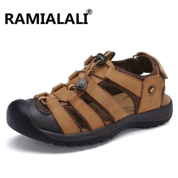 ramialali men sandals genuine leather england style male 2021 breathable beach summer shoes, Black
ramialali men sandals genuine leather england style male 2021 breathable beach summer shoes, Black