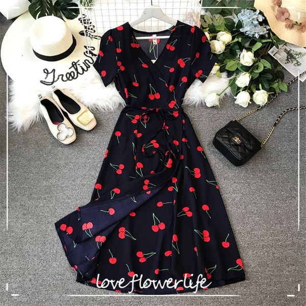 print summer dress women cherry short sleeve elegant sweet vestidos v neck short sleeve chiffon dresses a-line 210521, Black;gray
print summer dress women cherry short sleeve elegant sweet vestidos v neck short sleeve chiffon dresses a-line 210521, Black;gray