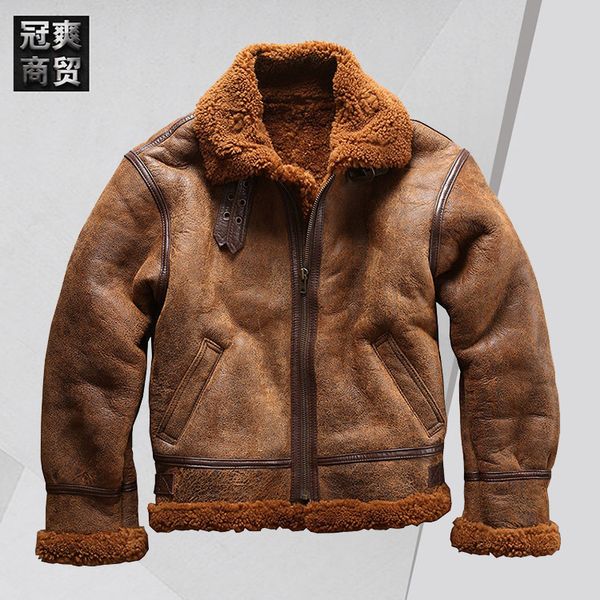 fashion leather avfly australian thickened sheep us world war ii b3 fur all in one men's straight coat, Black
fashion leather avfly australian thickened sheep us world war ii b3 fur all in one men's straight coat, Black
