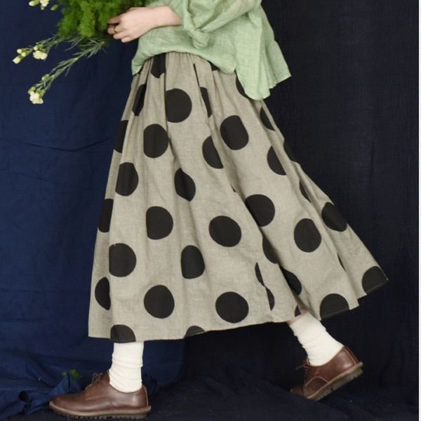 summer vintage dot print cotton skirts women fashion casual loose all-match jupe elegant temperament office lady skirt 210525, Black
summer vintage dot print cotton skirts women fashion casual loose all-match jupe elegant temperament office lady skirt 210525, Black