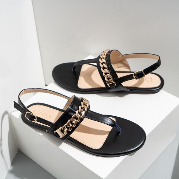 sandals woman fashion gladiator drop summer soft pu leather beach slippers women flip flops gold chain decor flat shoes, Black
sandals woman fashion gladiator drop summer soft pu leather beach slippers women flip flops gold chain decor flat shoes, Black