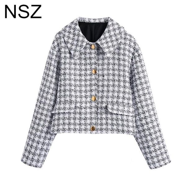 women's jackets nsz women plaid tweed coat elegant chic checked jacket ladies fashion autumn cropped outerwear 2021, Black;brown
women's jackets nsz women plaid tweed coat elegant chic checked jacket ladies fashion autumn cropped outerwear 2021, Black;brown
