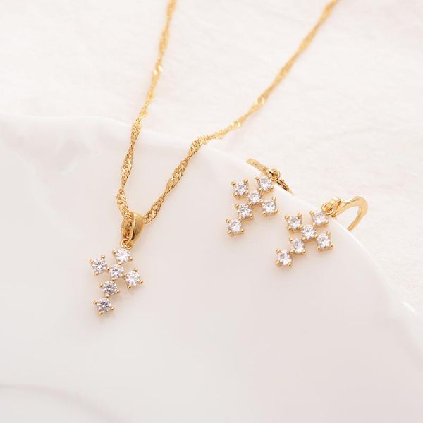fine gold cross pendant filled cz white stone coordinate necklace chain earrings sets jewelry christian jesus &, Silver
fine gold cross pendant filled cz white stone coordinate necklace chain earrings sets jewelry christian jesus &, Silver