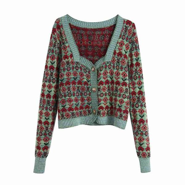 women's sweaters vintage women floral jacquard fashion ladies square collar knitted cardigan streetwear female chic button coats 2, White;black 
women's sweaters vintage women floral jacquard fashion ladies square collar knitted cardigan streetwear female chic button coats 2, White;black