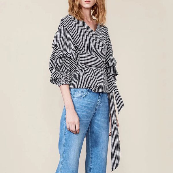 tees elegant lace up bowknot shirt for women v neck long sleeve plaid casual blouse female fashion clothing spring, White
tees elegant lace up bowknot shirt for women v neck long sleeve plaid casual blouse female fashion clothing spring, White