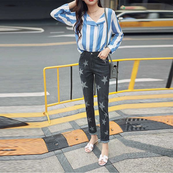 women's jeans even black star straight-line female jeans print elastic pants casual fashions 6ebh, Blue
women's jeans even black star straight-line female jeans print elastic pants casual fashions 6ebh, Blue