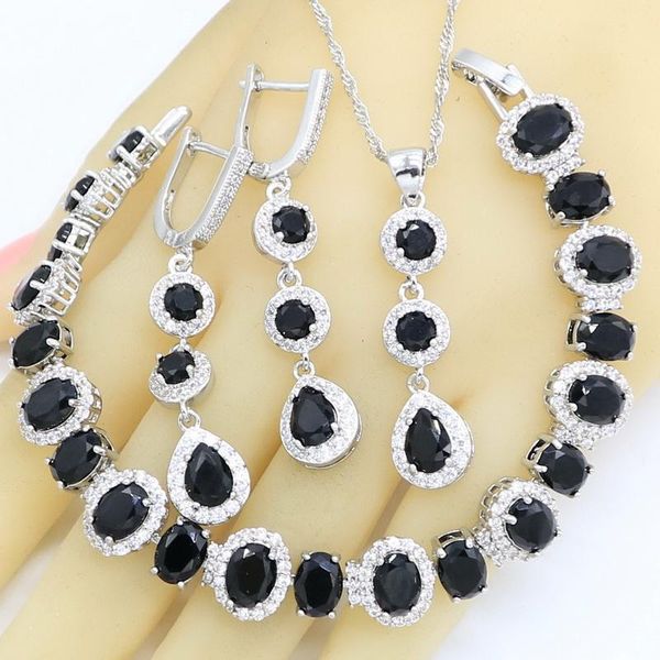 wedding jewelry sets silver for women black drop zircon bracelet pendant earrings necklace set gift box, Slivery;golden
wedding jewelry sets silver for women black drop zircon bracelet pendant earrings necklace set gift box, Slivery;golden