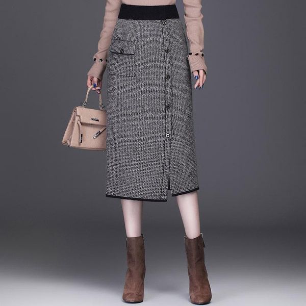 skirts autumn & winter arrival knitted plaid skirt elastic high waist slimmer single breasted women a-line long, Black
skirts autumn & winter arrival knitted plaid skirt elastic high waist slimmer single breasted women a-line long, Black