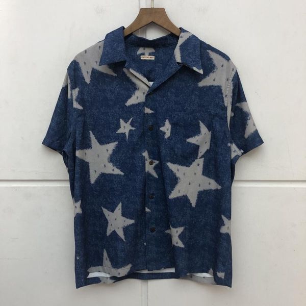 men's casual shirts blue kapital shirt men women quality vintage star pattern hawaiian fashion tees, White;black
men's casual shirts blue kapital shirt men women quality vintage star pattern hawaiian fashion tees, White;black