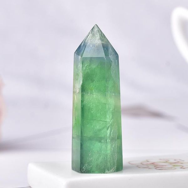 decorative objects & figurines 1pc natural crystal point green fluorite stone healing hexagonal column obelisk quartz wand tower for home de
decorative objects & figurines 1pc natural crystal point green fluorite stone healing hexagonal column obelisk quartz wand tower for home de