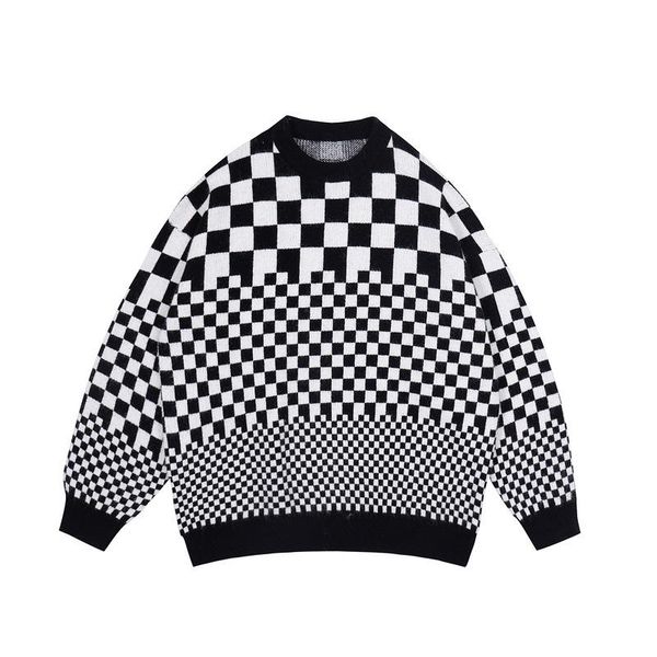 men's sweaters autumn winter couple sweater men streetwear hip hop loose casual pullover plaid women oversize knitwear man, White;black
men's sweaters autumn winter couple sweater men streetwear hip hop loose casual pullover plaid women oversize knitwear man, White;black