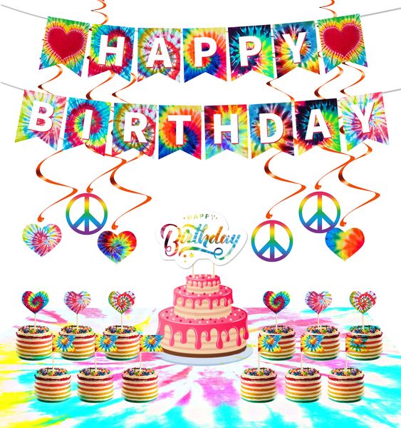 tie dyed theme children's party vortex decoration set cake flag inserting spiral hanging balloon
tie dyed theme children's party vortex decoration set cake flag inserting spiral hanging balloon