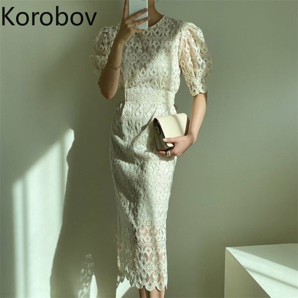 korobov korean chic elegant lace hollow out dress vintage sweet o neck puff sleeve dresses new arrival summer dress 210430, Black;gray
korobov korean chic elegant lace hollow out dress vintage sweet o neck puff sleeve dresses new arrival summer dress 210430, Black;gray