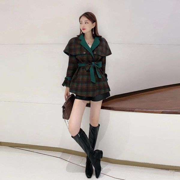 women's wool & blends double-sided cashmere coat female 2021 winter plaid brim minus age contrast color suits brought the cloak cloth, Black
women's wool & blends double-sided cashmere coat female 2021 winter plaid brim minus age contrast color suits brought the cloak cloth, Black