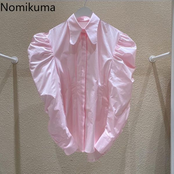 women's blouses & shirts nomikuma korean chic pink blouse women turn down collar single breasted puff sleeve female fashion blusas muje, White
women's blouses & shirts nomikuma korean chic pink blouse women turn down collar single breasted puff sleeve female fashion blusas muje, White